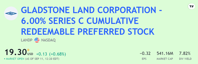 Series C prefs yielding 7.8%