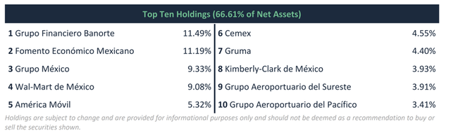 Mexico Fund Top Holdings